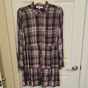 Loft Plaid Long Sleeve Dress